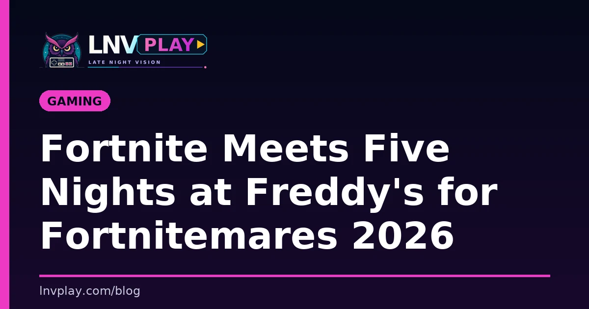 A title card showing the post title for the Fortnite Five Nights at Freddy's crossover announcement.