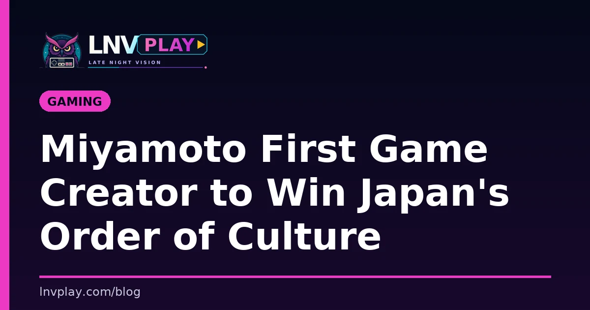 Title card reading Miyamoto First Game Creator to Win Japan's Order of Culture